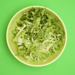 Directly above shot of chopped vegetables in bowl