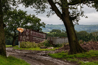 Trees and plants on field against sky