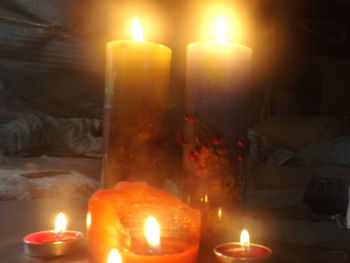 Close-up of lit candle