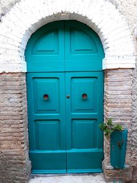 Close-up of closed door of house