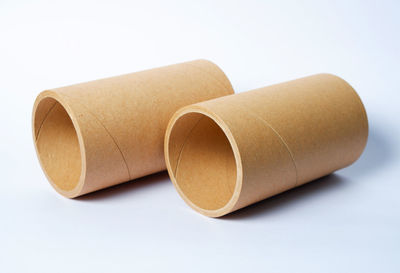 High angle view of papers against white background