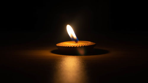 Close-up of illuminated candle