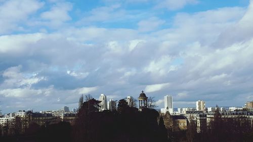 Low angle view of city against sky