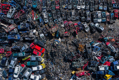 Aerial view of junkyard