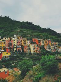 High angle view of townscape against sky