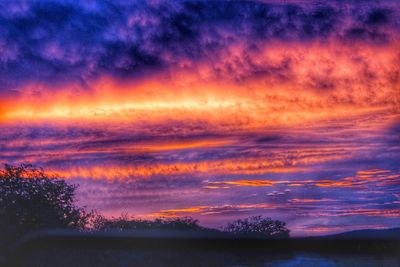 Scenic view of dramatic sky during sunset