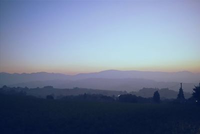 Scenic view of mountains during sunset