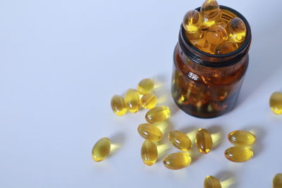 Close-up of drink in glass jar on table