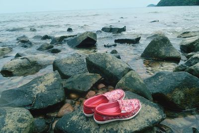 Close-up of pebbles on beach