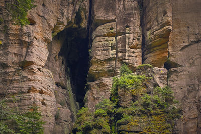 Low angle view of rock formations