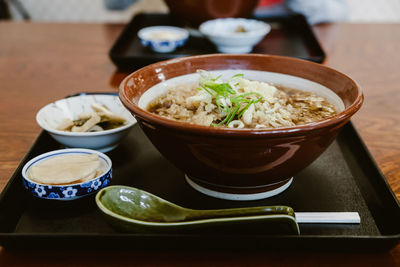 Close-up of food in bowl on table