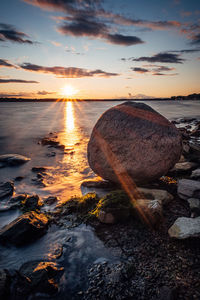 Scenic view of sea during sunset