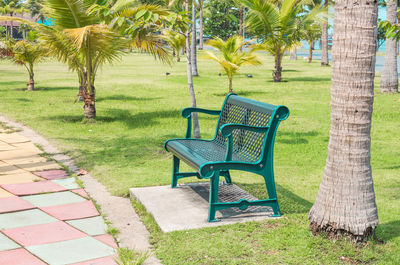 Empty bench in park
