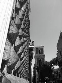 Low angle view of steps against clear sky