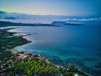 High angle view of sea against sky