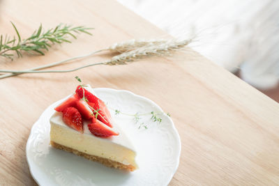 Close-up of dessert in plate on table