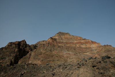 Rock formations on landscape against clear sky