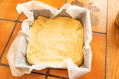 High angle view of bread on table