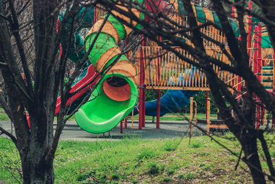 Low angle view of multi colored balloons