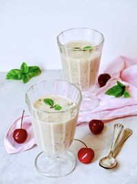 Close-up of drink in glass on table