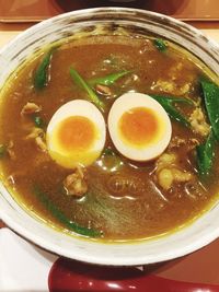 Close-up of soup in bowl