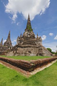 Panoramic view of old temple building against sky