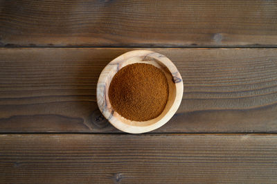 High angle view of coffee on table