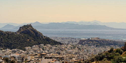 High angle view of townscape against sky