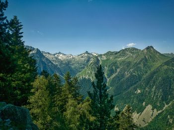 Scenic view of mountains against clear sky