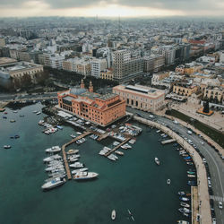 High angle view of buildings in city