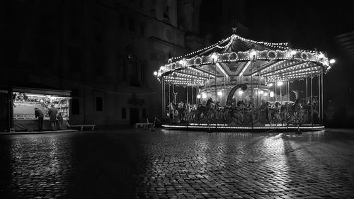 Illuminated lights at night