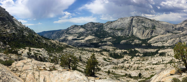 Panoramic view of mountains against sky