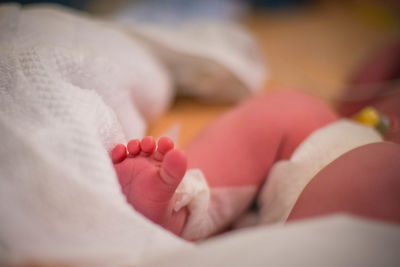 Low section of baby sleeping