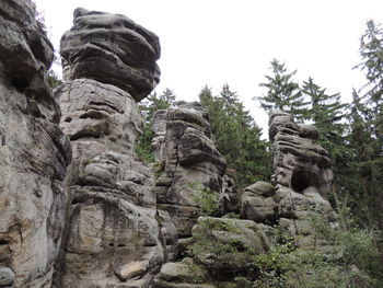 Low angle view of rock formation against sky