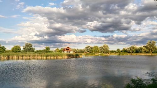 Scenic view of lake against sky