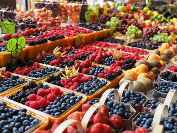 Various fruits for sale at market stall