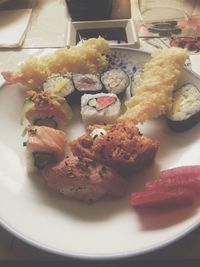 High angle view of food on plate