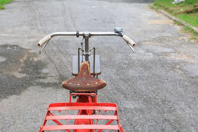 High angle view of bicycle on street