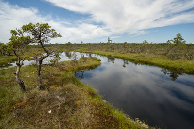 Scenic view of lake against sky