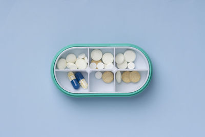 High angle view of food on white background