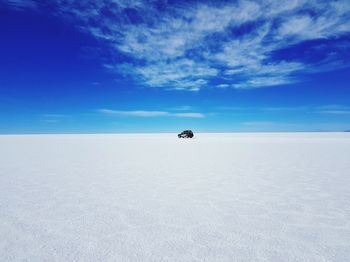 Scenic view of landscape against blue sky