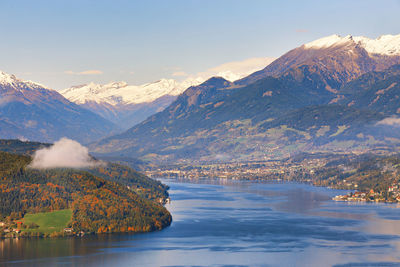 Scenic view of lake and mountains in austria