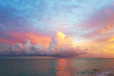 Scenic view of cloudy sky over sea during sunset