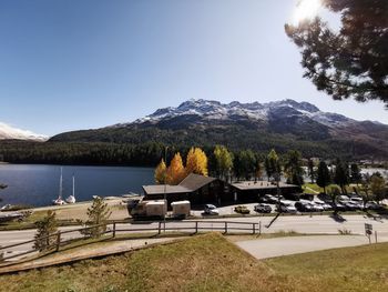 Scenic view of lake against clear sky