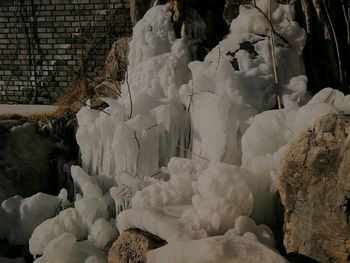 Close-up of snow covered rock