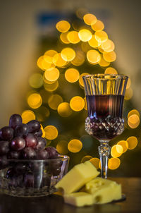 Close-up of cocktail with fruits on table