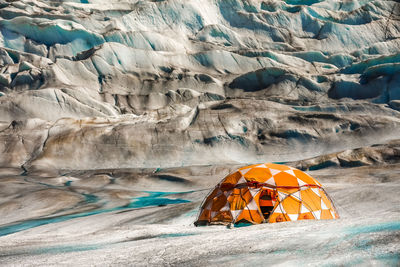 Tent on field