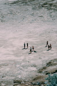 High angle view of people in water