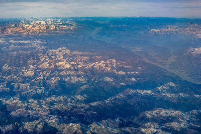 High angle view of the eastern alps against sky