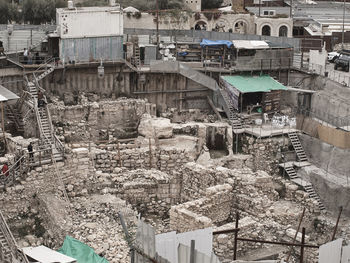 High angle view of buildings in city